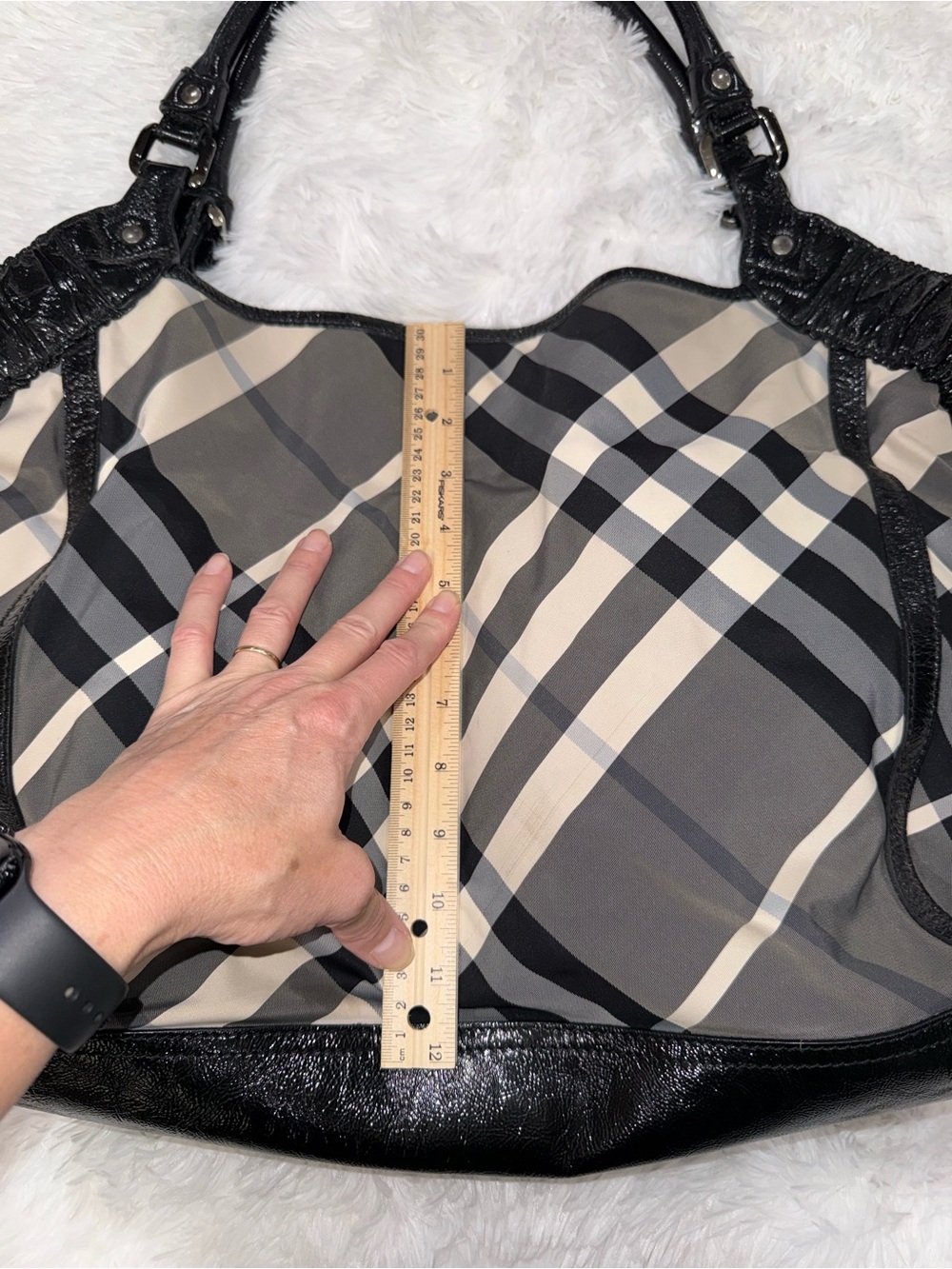 Burberry Gray and Black Plaid Shoulder Bag - Picture 5 of 15